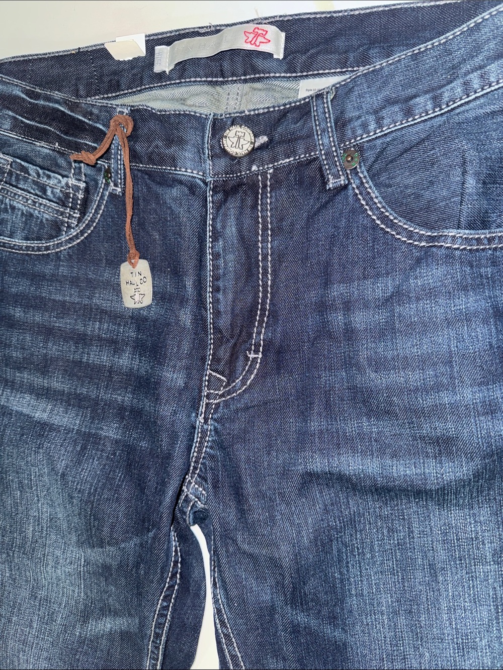 Tin Haul Men's Indigo Straight Jeans with Brown Tag
